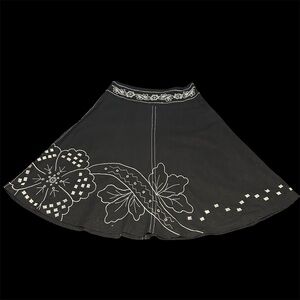 Vintage Y2K WILLI SMITH Embroidered Linen Fairygrunge Midi Skirt Whimsigoth Boho